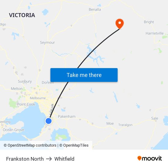 Frankston North to Whitfield map