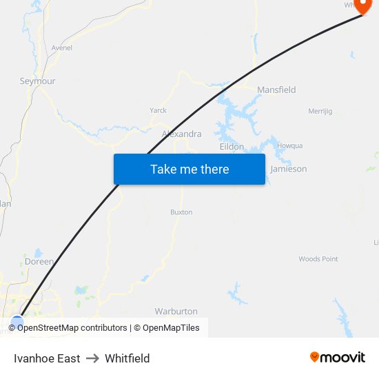 Ivanhoe East to Whitfield map