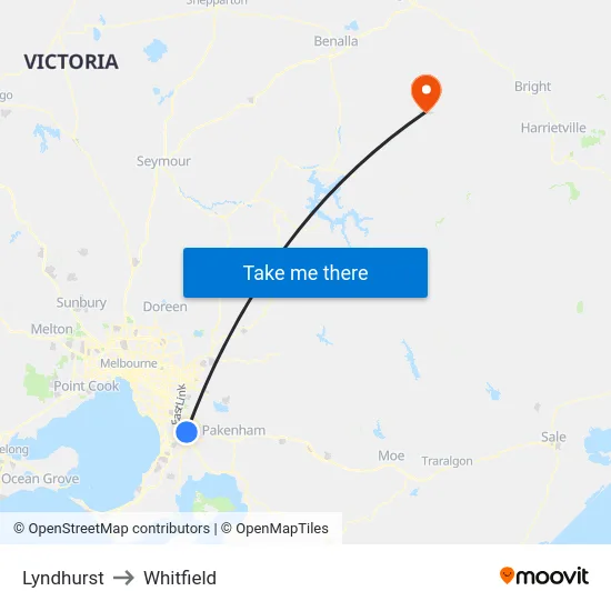 Lyndhurst to Whitfield map