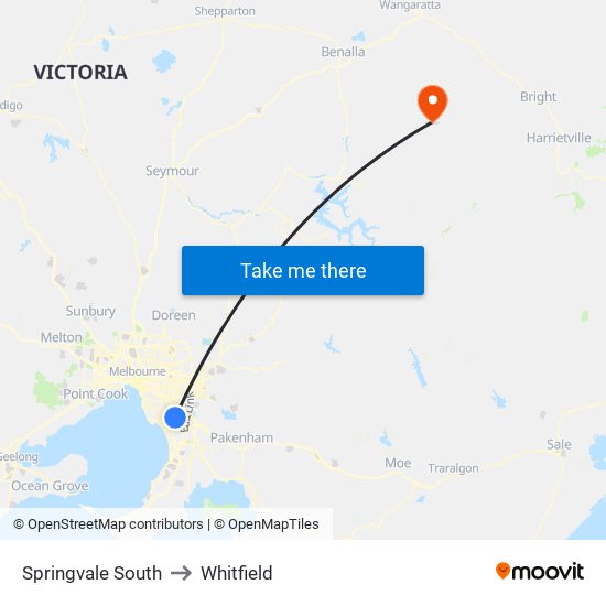 Springvale South to Whitfield map