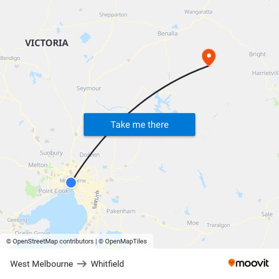 West Melbourne to Whitfield map