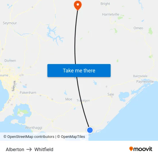 Alberton to Whitfield map