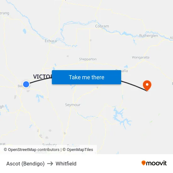 Ascot (Bendigo) to Whitfield map