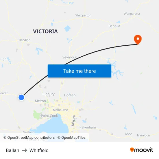 Ballan to Whitfield map