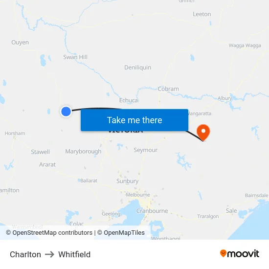 Charlton to Whitfield map