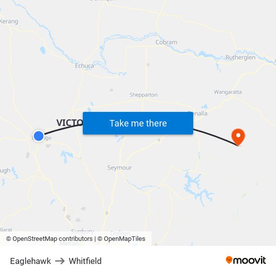 Eaglehawk to Whitfield map