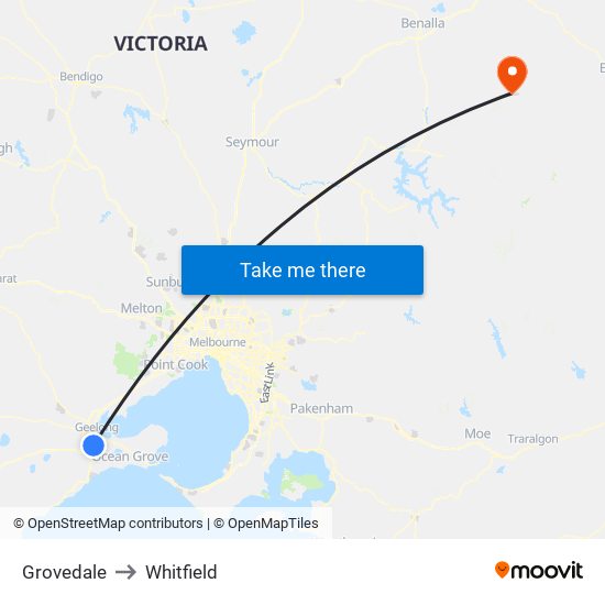 Grovedale to Whitfield map