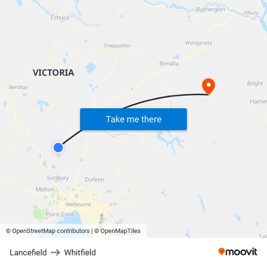 Lancefield to Whitfield map