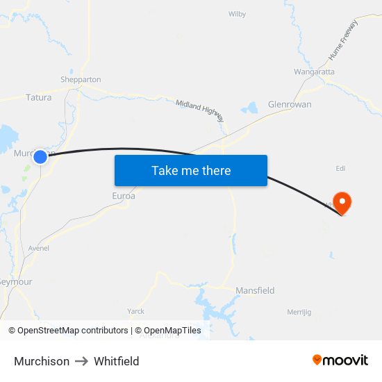 Murchison to Whitfield map