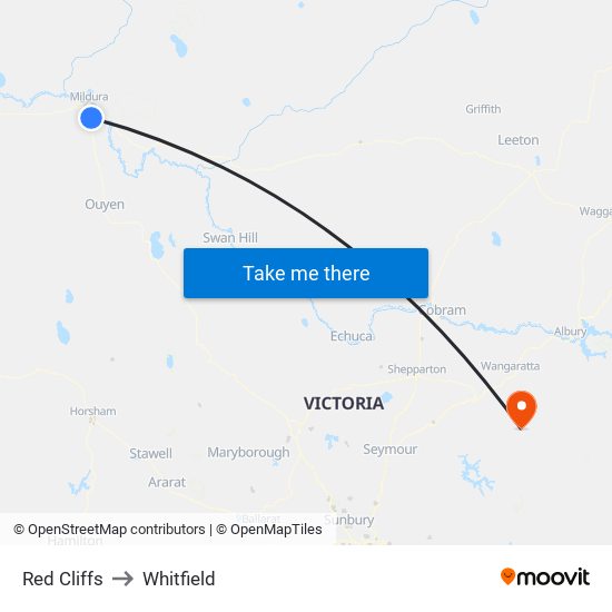 Red Cliffs to Whitfield map