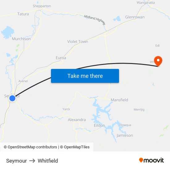 Seymour to Whitfield map