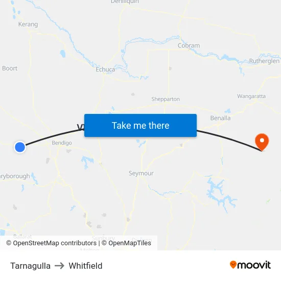 Tarnagulla to Whitfield map