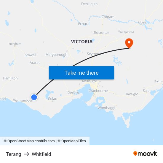 Terang to Whitfield map