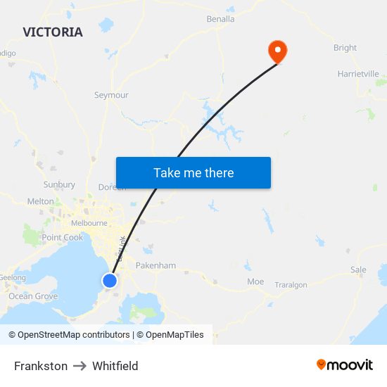 Frankston to Whitfield map