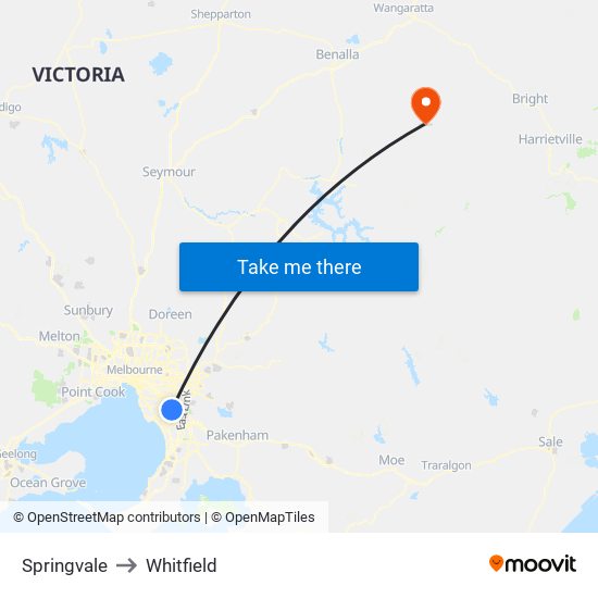 Springvale to Whitfield map