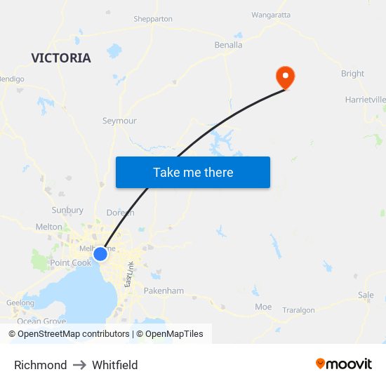 Richmond to Whitfield map