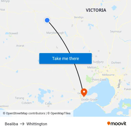 Bealiba to Whittington map