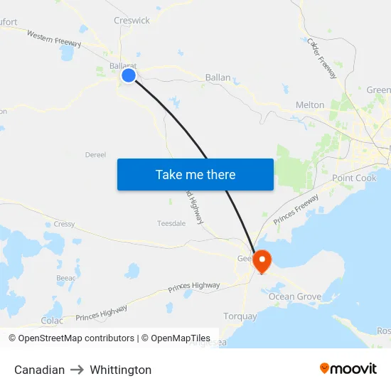 Canadian to Whittington map