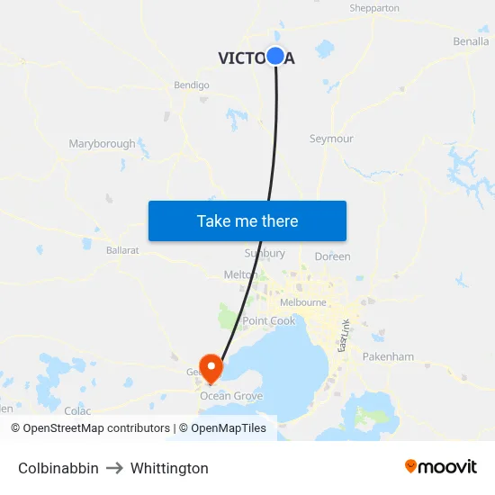 Colbinabbin to Whittington map