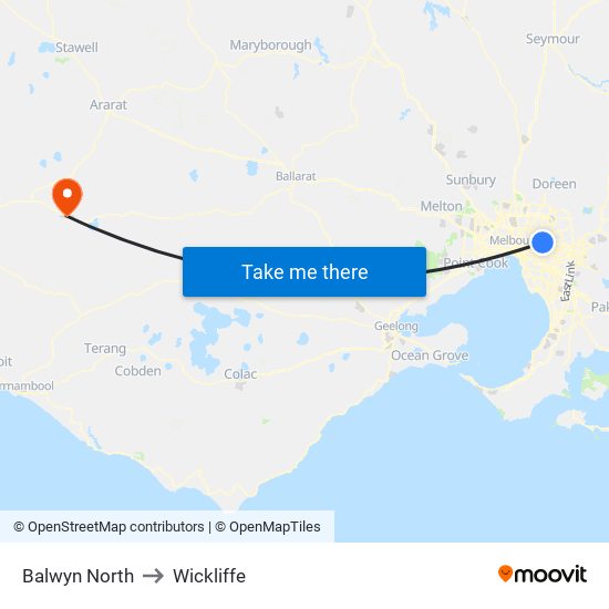 Balwyn North to Wickliffe map