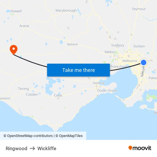 Ringwood to Wickliffe map