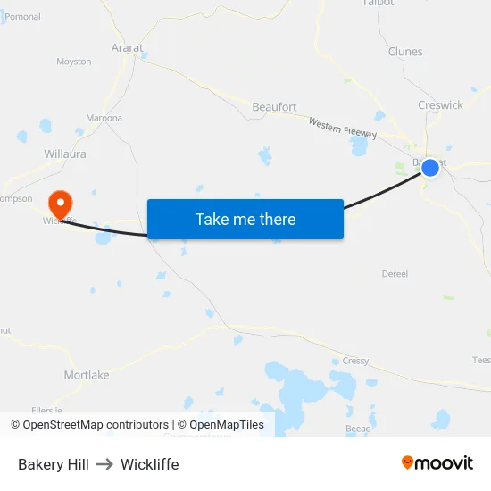 Bakery Hill to Wickliffe map