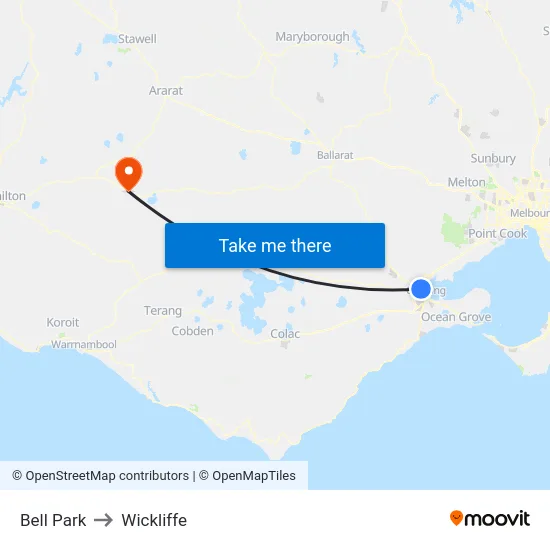 Bell Park to Wickliffe map