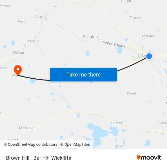 Brown Hill - Bal to Wickliffe map