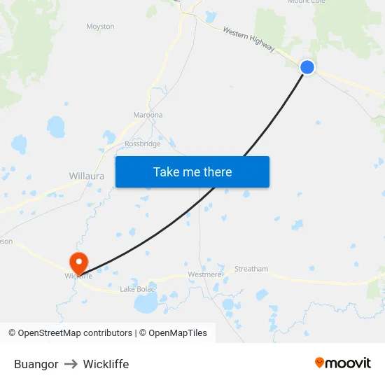 Buangor to Wickliffe map