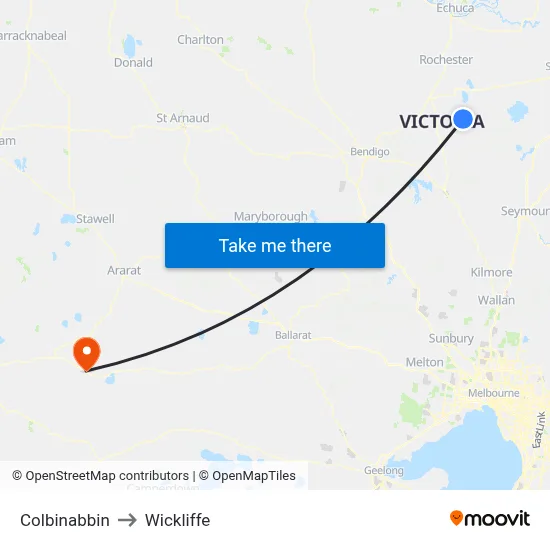 Colbinabbin to Wickliffe map
