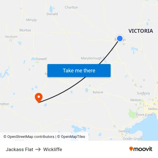 Jackass Flat to Wickliffe map