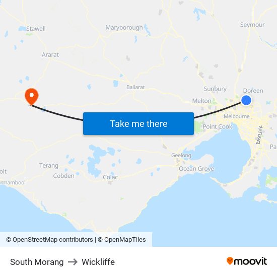 South Morang to Wickliffe map