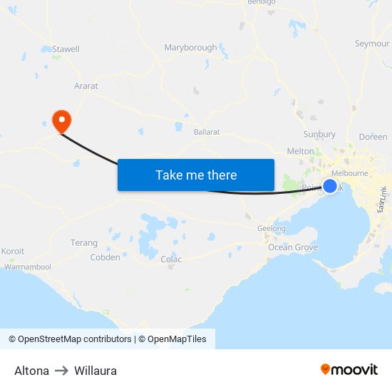 Altona to Willaura map