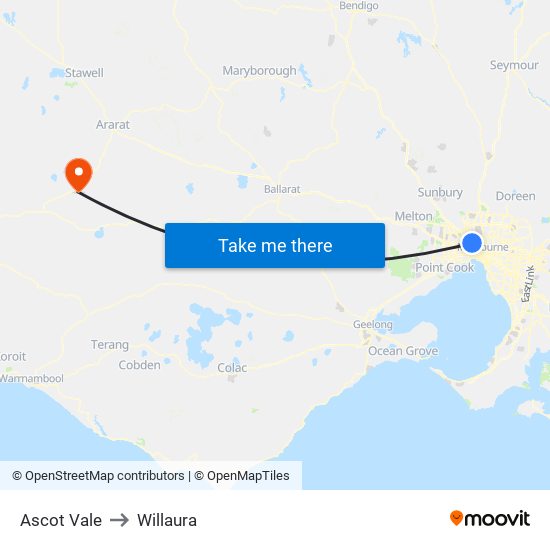 Ascot Vale to Willaura map