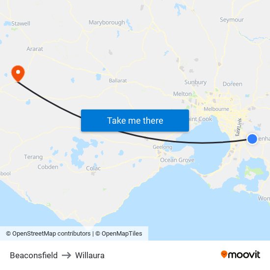 Beaconsfield to Willaura map