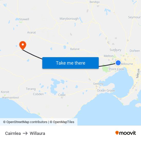 Cairnlea to Willaura map