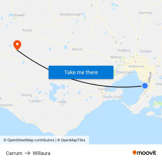 Carrum to Willaura map