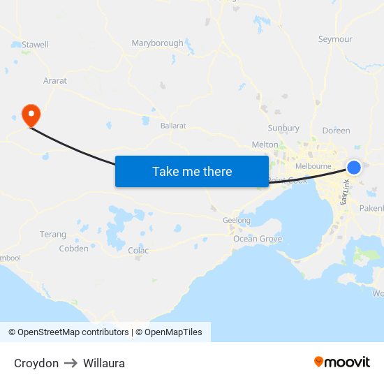 Croydon to Willaura map