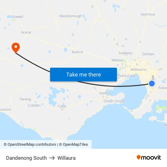 Dandenong South to Willaura map