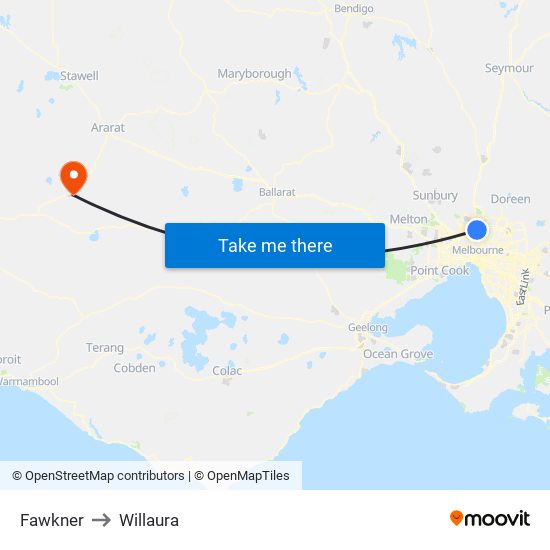 Fawkner to Willaura map