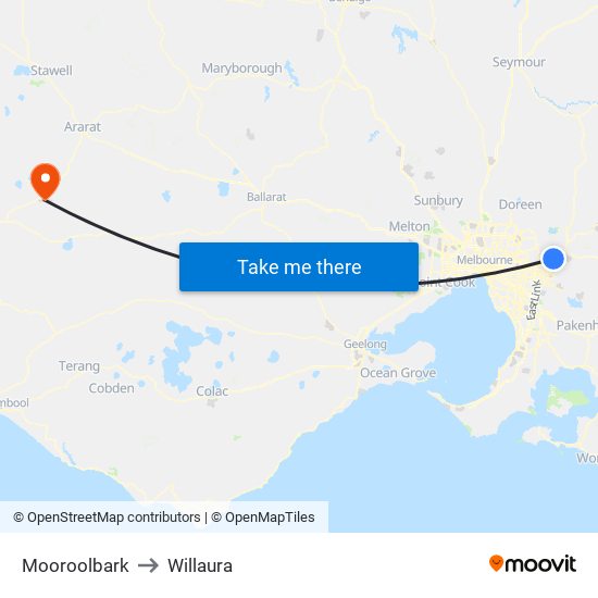 Mooroolbark to Willaura map