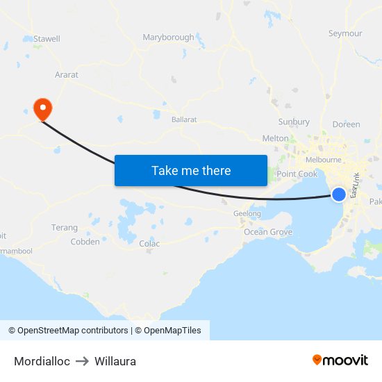 Mordialloc to Willaura map