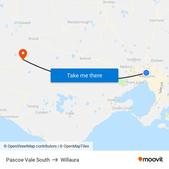 Pascoe Vale South to Willaura map