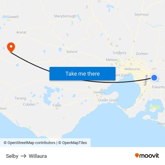 Selby to Willaura map