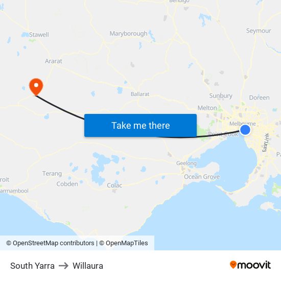 South Yarra to Willaura map