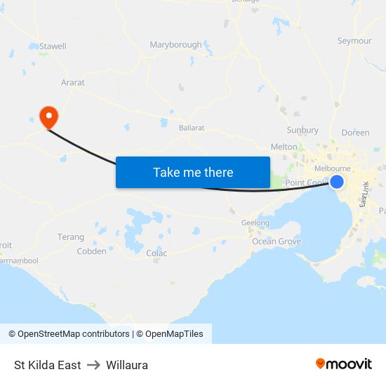 St Kilda East to Willaura map