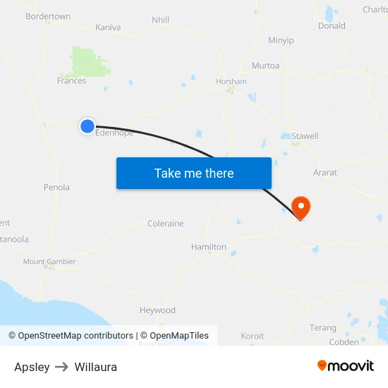 Apsley to Willaura map