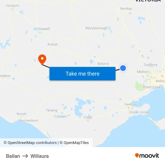 Ballan to Willaura map