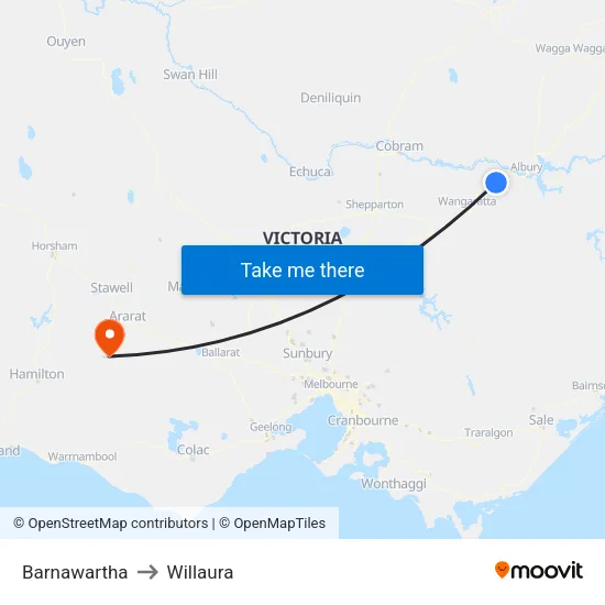 Barnawartha to Willaura map