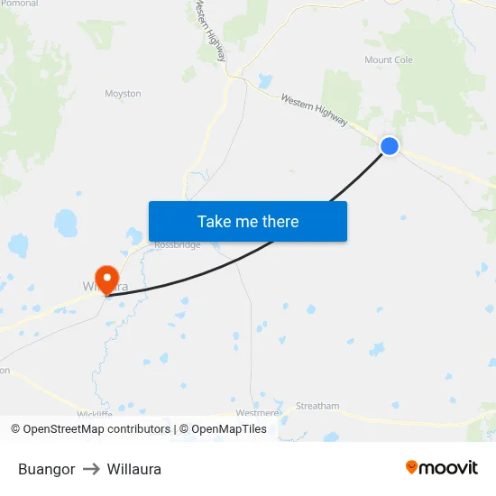 Buangor to Willaura map